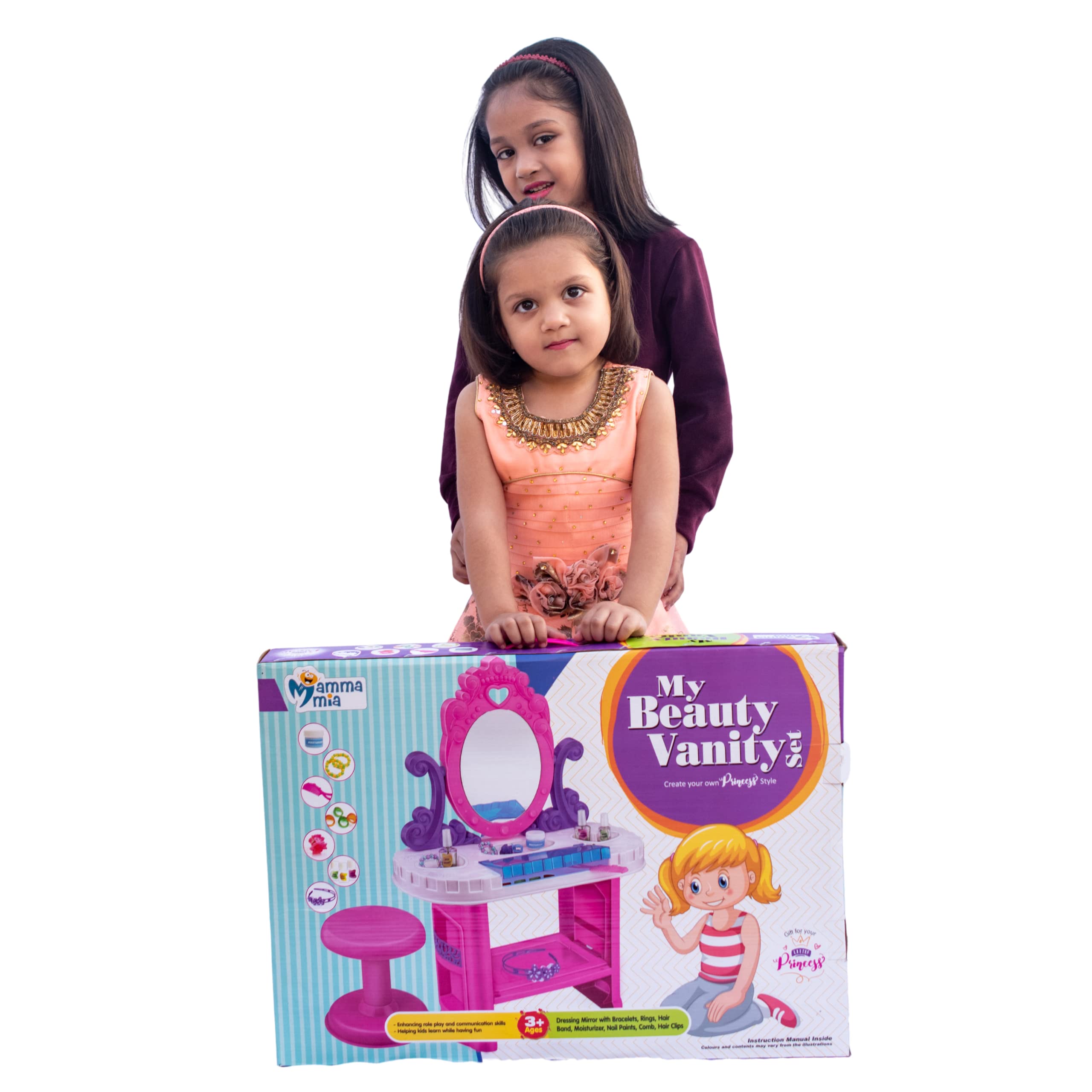 mioちゃん雑貨コスメセット Mamma Mia Beauty/Makeup Vanity Toy Set, Age 3-8, Pink, Includes